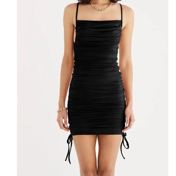 Rumer Dresses & Skirts - Rumer Paige Jersey Ruched Mini Dress Women's Black Size Small